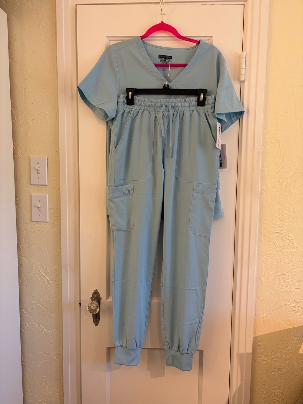 Empire Trend Sky Blue Scrub Set Size Medium NWT Cargo Jogger Pants